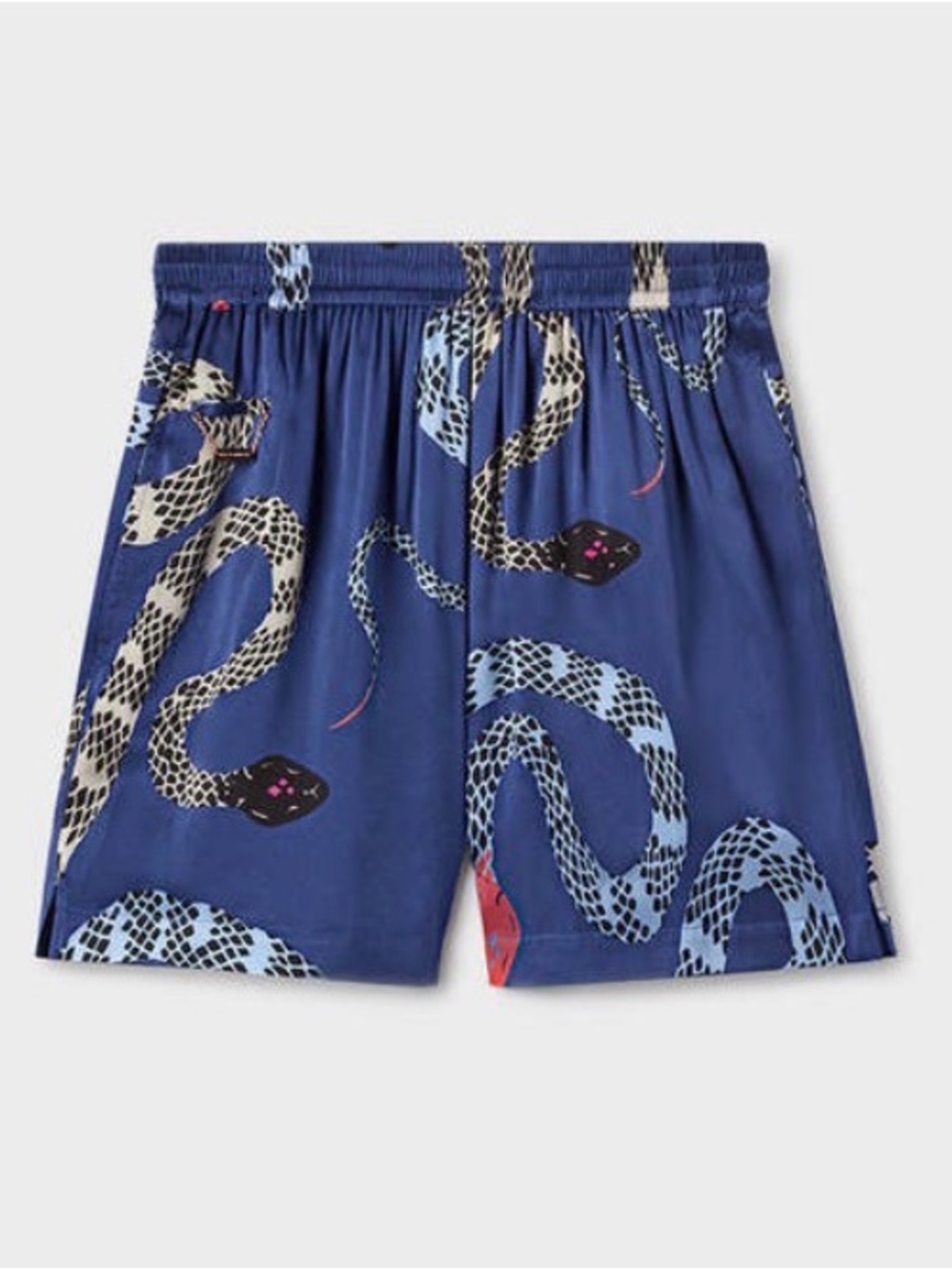 SILK LAUNDRY Blue Snake-Print Elastic-Waist Shorts